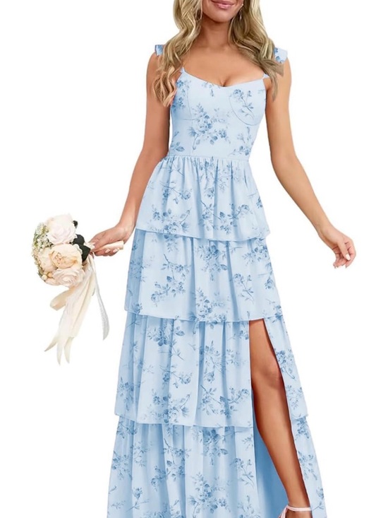 Dresses & Skirts - Light Blue Floral Tiered Maxi Dress